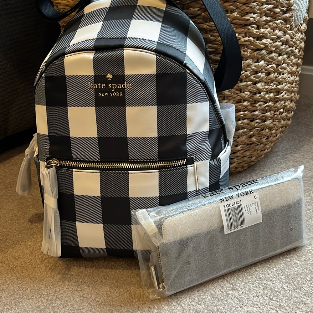 NWT Kate Spade Chelsea Black/White Backpack and NWT Kate Spade Staci Wallet